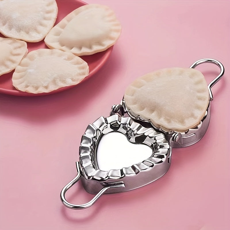 1pc, Heart Shaped Dumpling Maker Press, 304 Stainless Steel Dumpling Mold, Love Ravioli Maker Press, Easy-Tool For Dumpling Wrapper, Dough Stamp Cutter, Pastry Pie Making