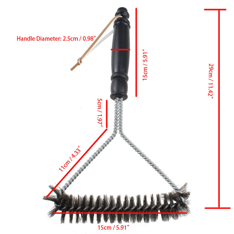 12 Inch BBQ Wire Grill Brush Triangular Stainless Steel Practical Cleaning Tool New