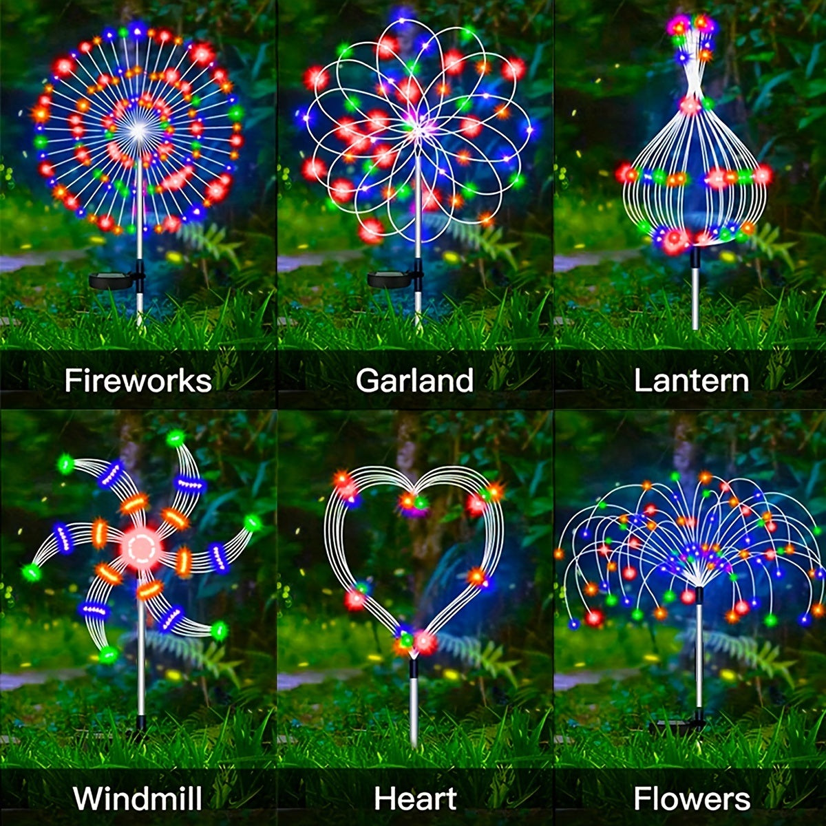 1 Pack Solar Firework Light Outdoor, IP65 Waterproof Solar Garden Flower Lights With 8 Lighting Modes, Decorative Fairy Lights With Stake, Halloween Decorations