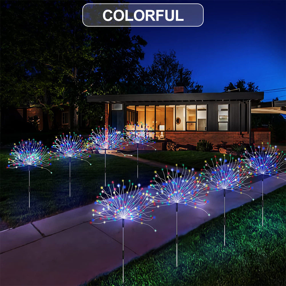 1 Pack Solar Firework Light Outdoor, IP65 Waterproof Solar Garden Flower Lights With 8 Lighting Modes, Decorative Fairy Lights With Stake, Halloween Decorations