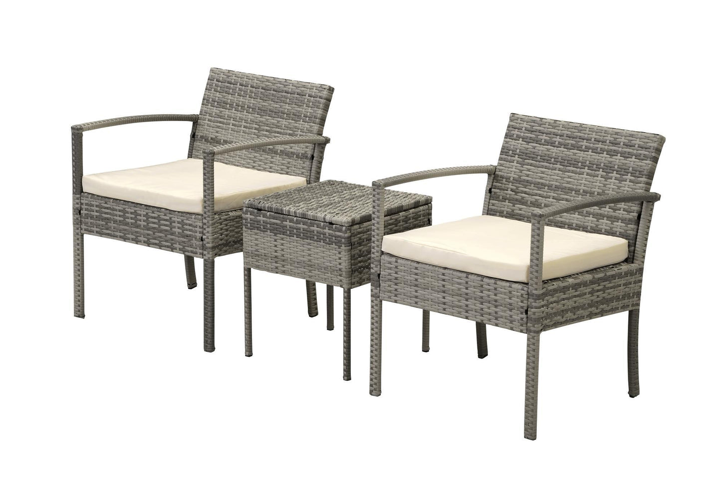 3 Piece Outdoor PE Wicker Furniture Set, Patio Gray Rattan Sectional Sofa Couch with Washable Cushions