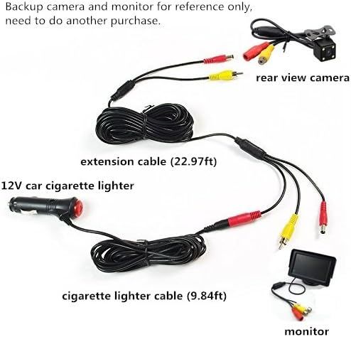 12V/24V Cigarette Lighter Power Supply Kit for Car Rear View Camera and Monitor with RCA Connection