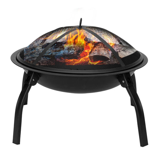 22" Iron Fire Pit Bowl Outdoor Backyard Patio Garden Burning Heater Black