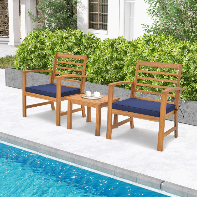 3 Pieces Outdoor Furniture Set with Soft Seat Cushions