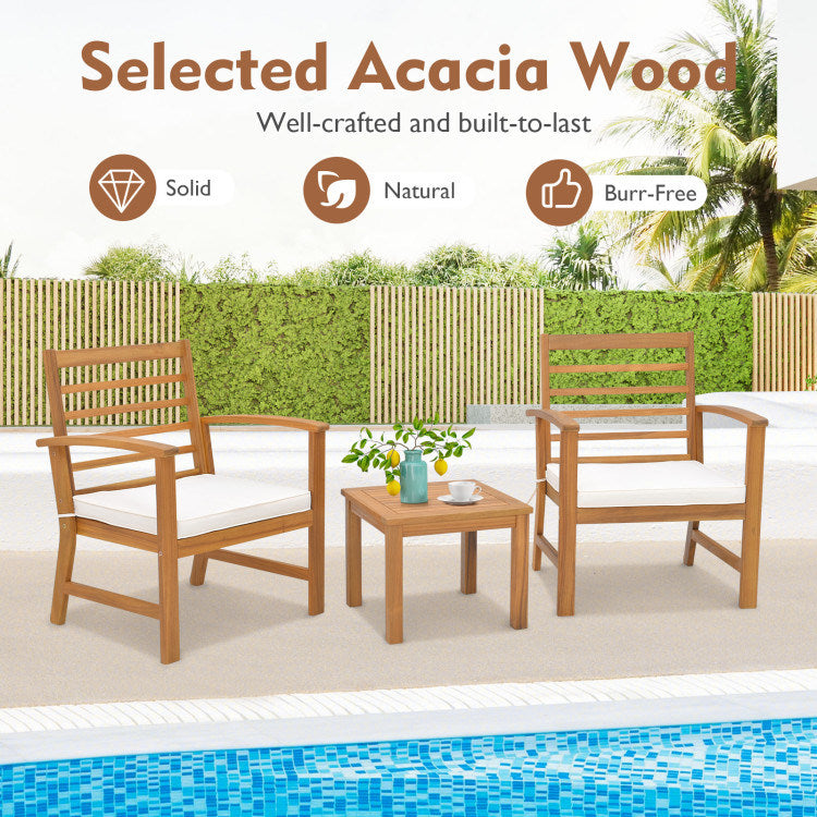 3 Pieces Outdoor Furniture Set with Soft Seat Cushions