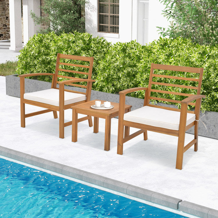 3 Pieces Outdoor Furniture Set with Soft Seat Cushions