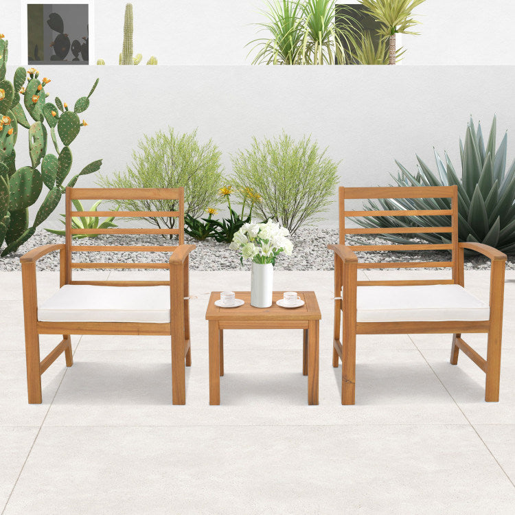 3 Pieces Outdoor Furniture Set with Soft Seat Cushions