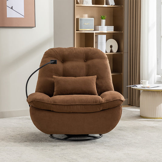 Power Recliner Chair, Modern Microfiber Swivel Glider with Type-C & USB Port, Home Theater Seating Single Reclining Sofa with Storage&Pillow, Recliner Rocker for Nursery, Living Room